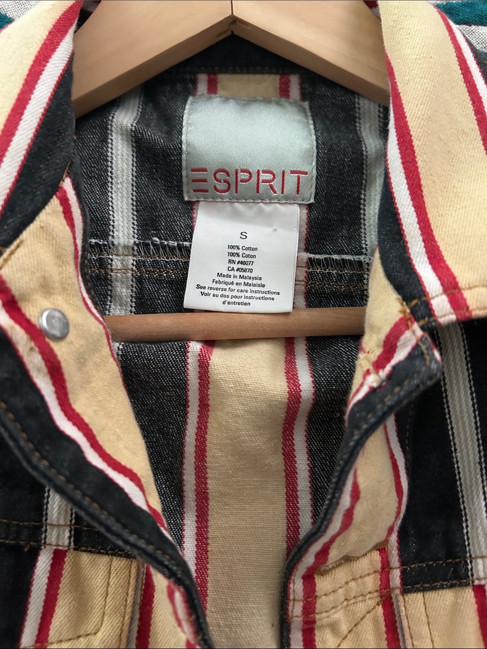 Esprit Striped Cotton Vest in Black, Cream & Red - Picture 2 of 7